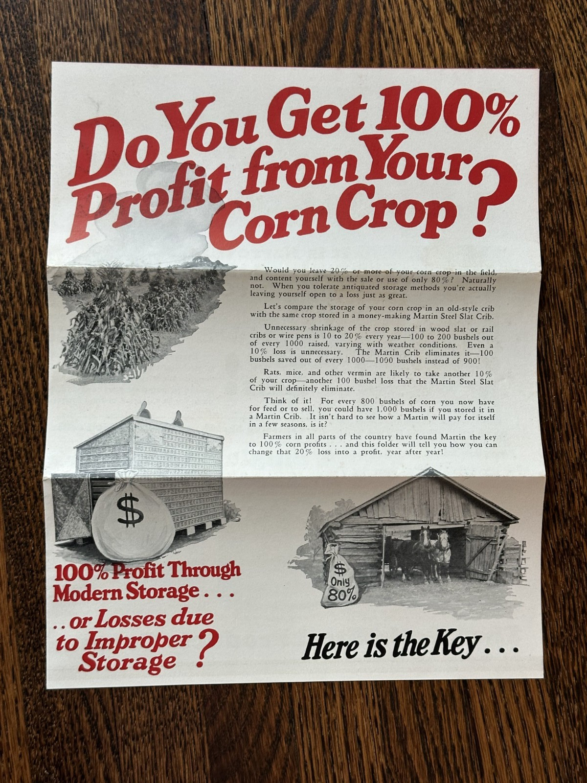 1930s Martin Steel CORN CRIB Farm Advertising Poster Rat Graphic MANSFIELD OH