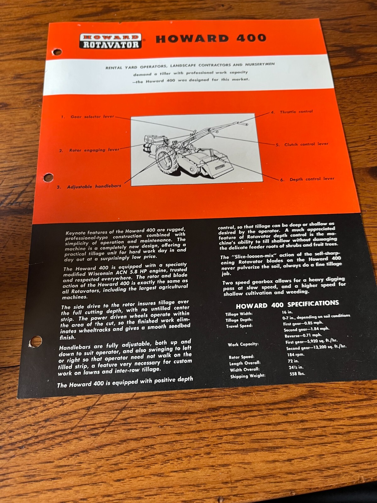 Howard Rotavator Howard 400 Rototiller Brochure FCCA