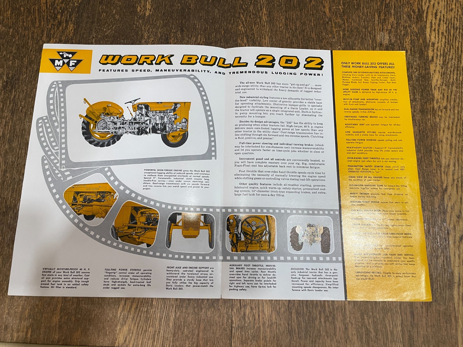 1950&rsquo;s Massey Harris Ferguson Work Bulls 202 Brochure Spec Sheet