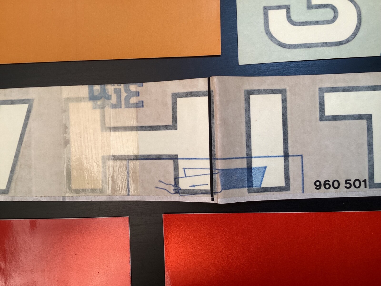 Seven Vtg. Decals White Farm Equipment « 385 » « White » « Safety » 2 Red, Orange