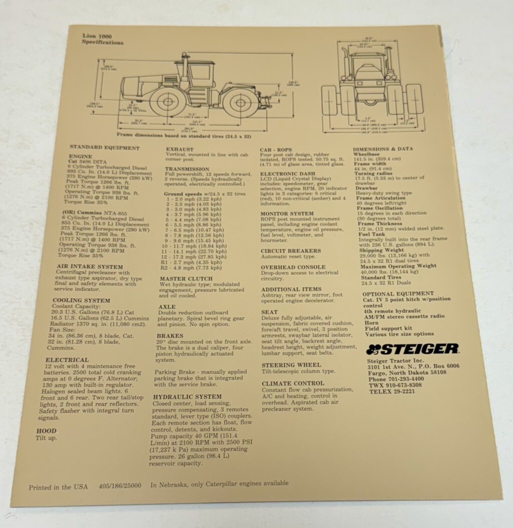 Steiger Lion 1000 Brochure Very Nice