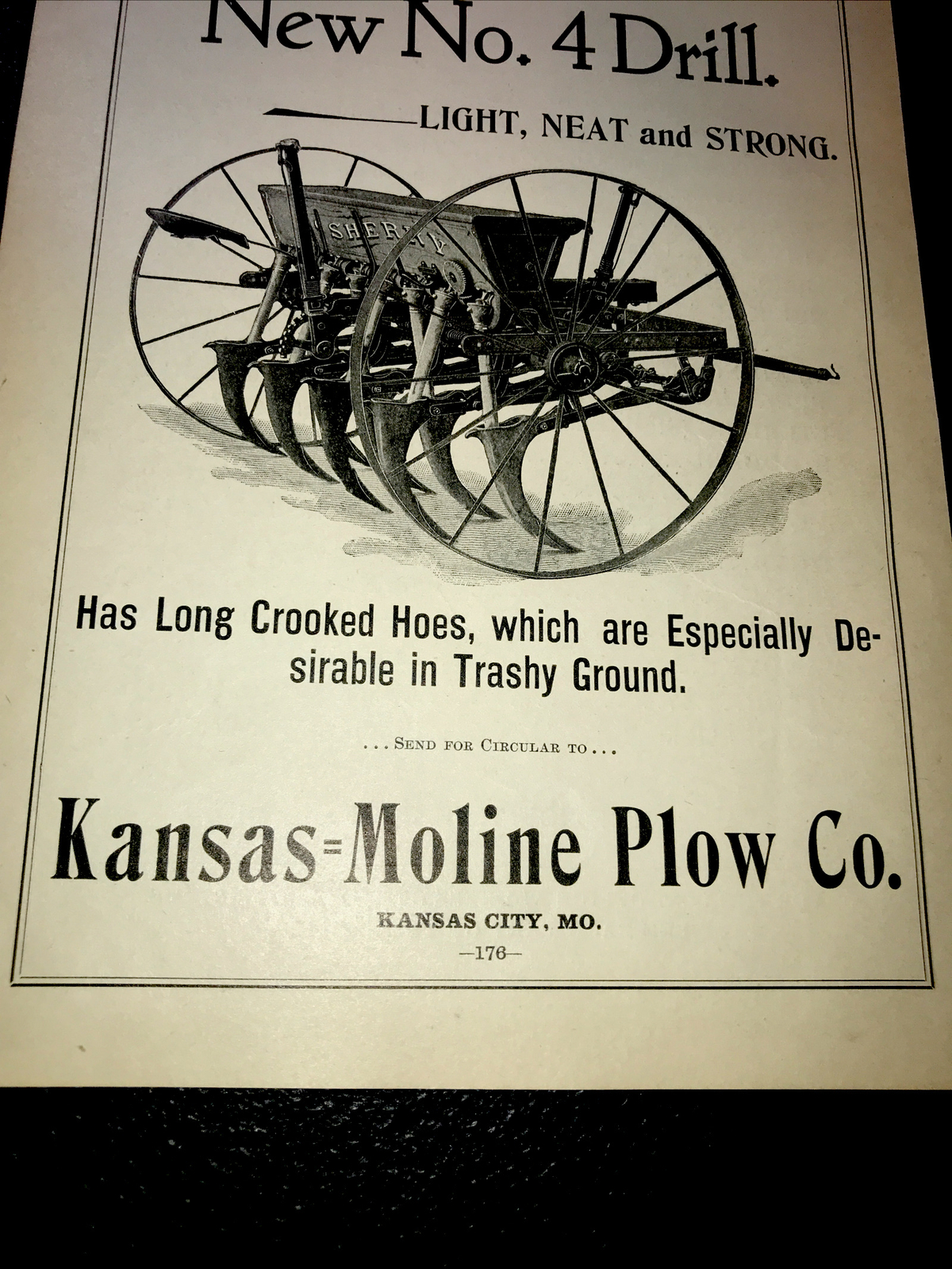 1898 McSherry Kansas Moline Plow Co. Farm Advertising – Kansas City – Missouri