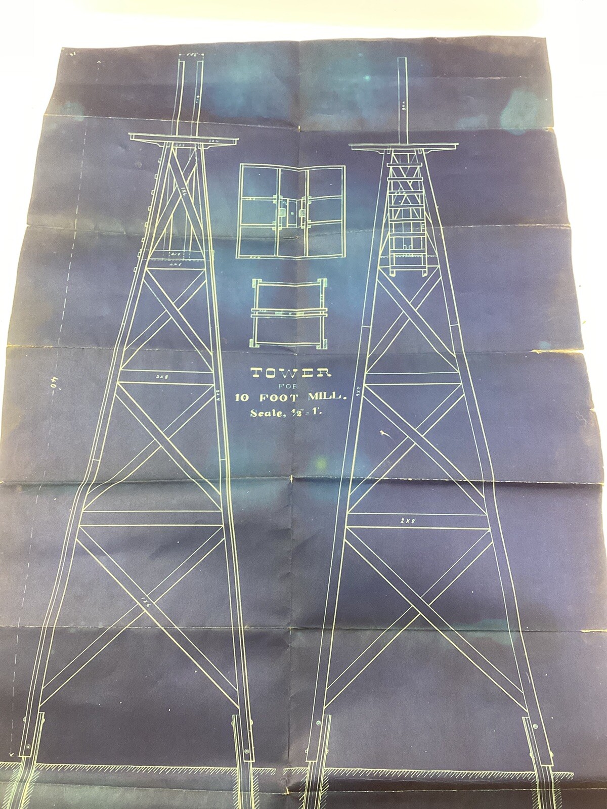 Vintage Windmill Water Tower Blueprint