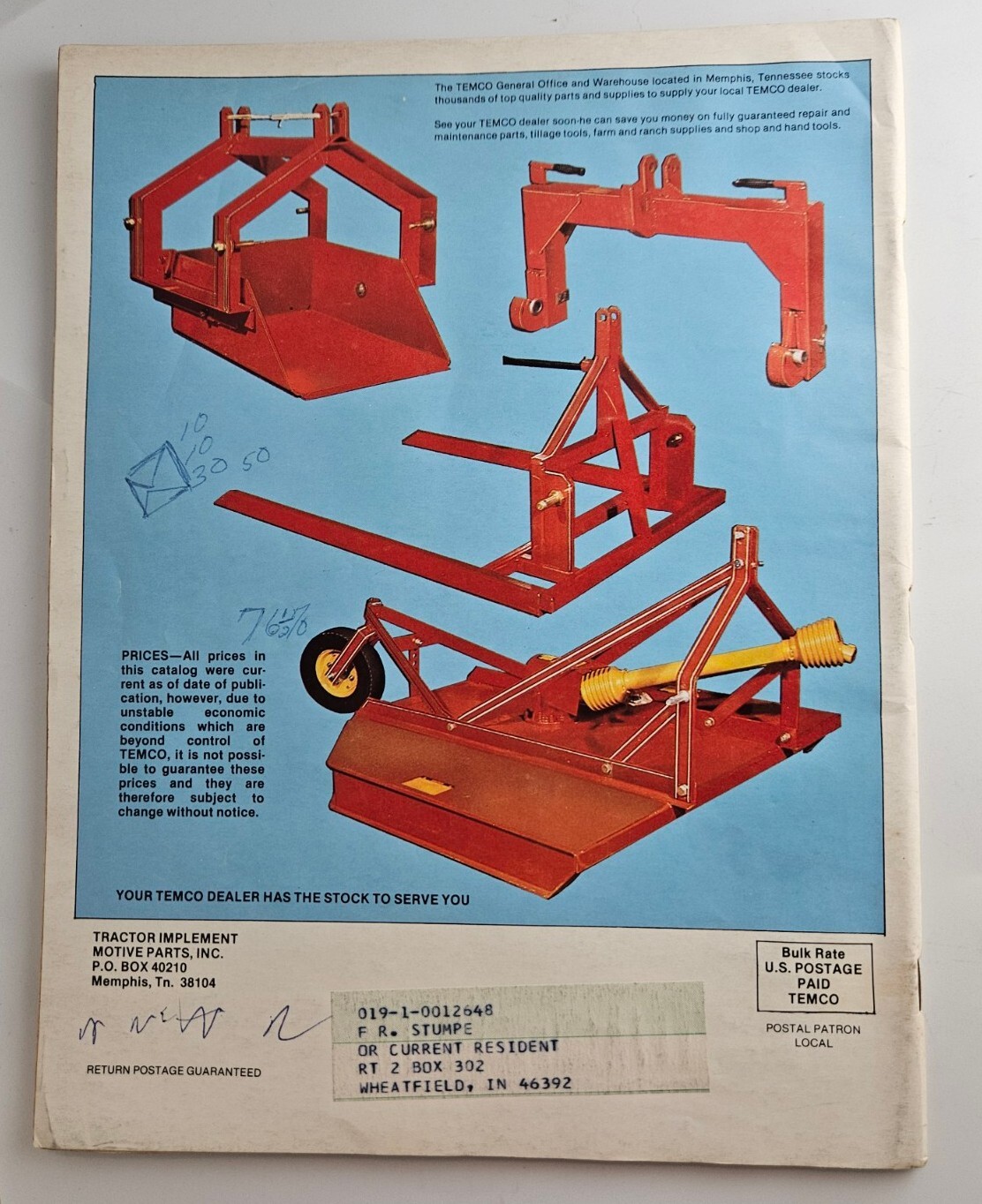 1983 Temco Tractor Parts Catalog Brusnahans