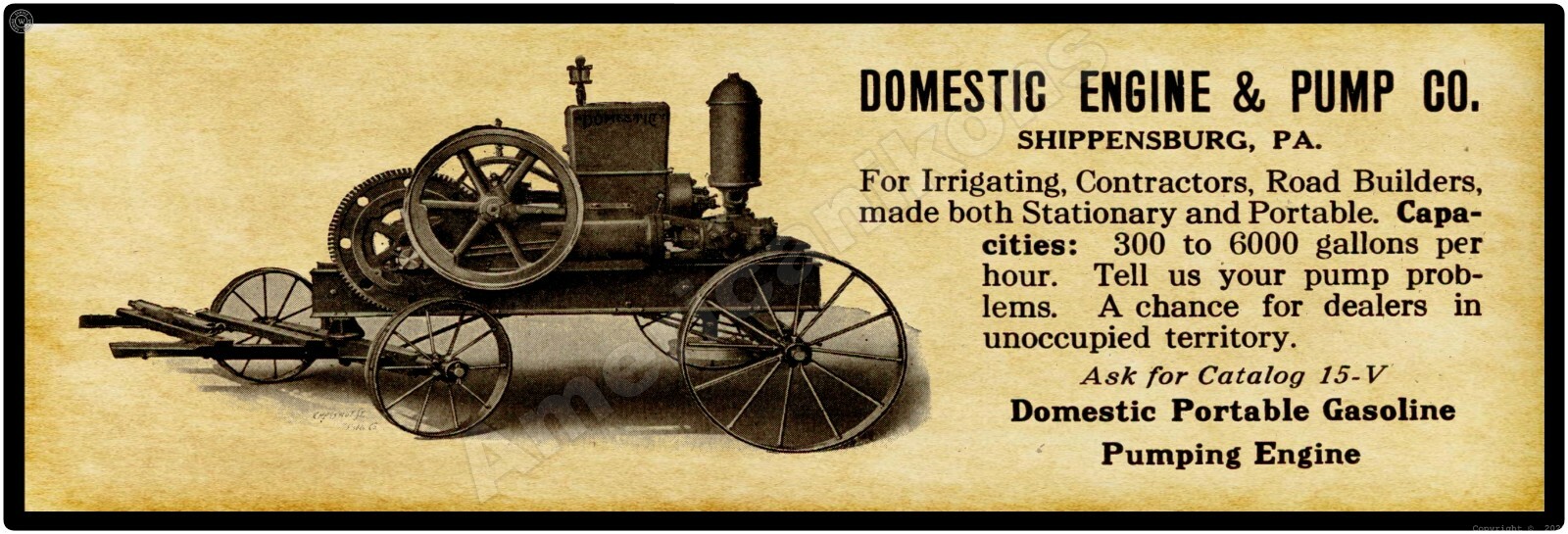 Domestic Engine & Pump Co. New Metal Sign, 12&Prime; x 36&Prime; USA STEEL XL Size – 4 lbs