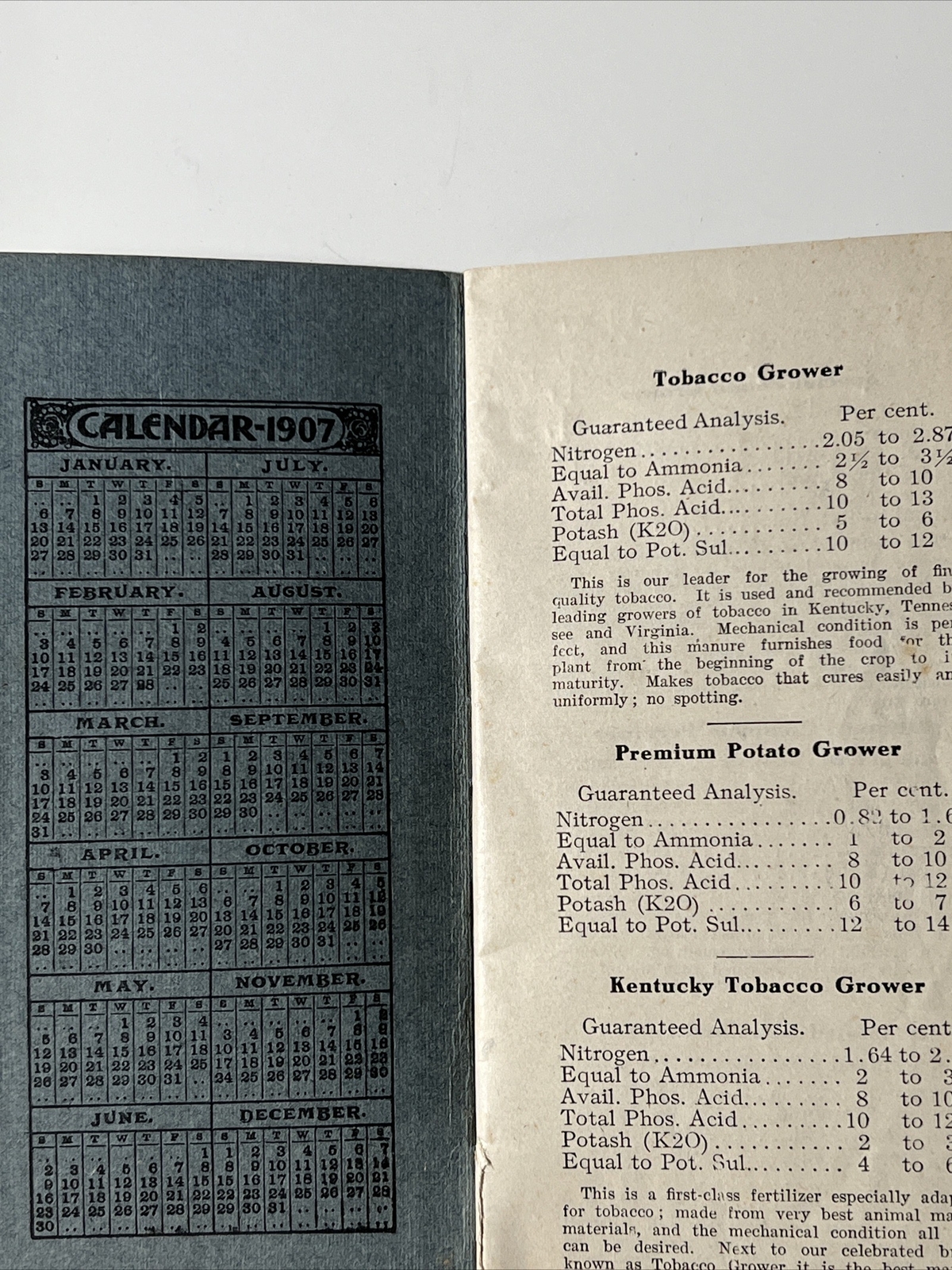 1907 antique NORTH WESTERN Animal Bone Fertilizers Date Book Agriculture