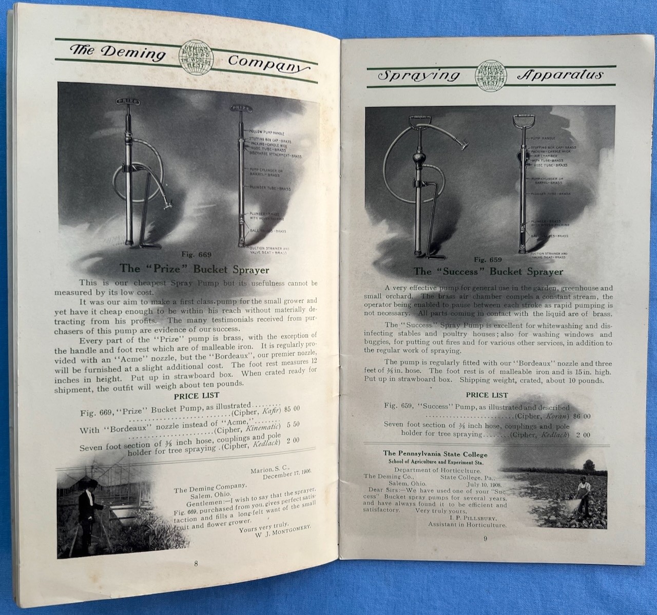 Vintage 1909 Deming Company Spray Pumps and Appliances Pamphlet Brochure Catalog