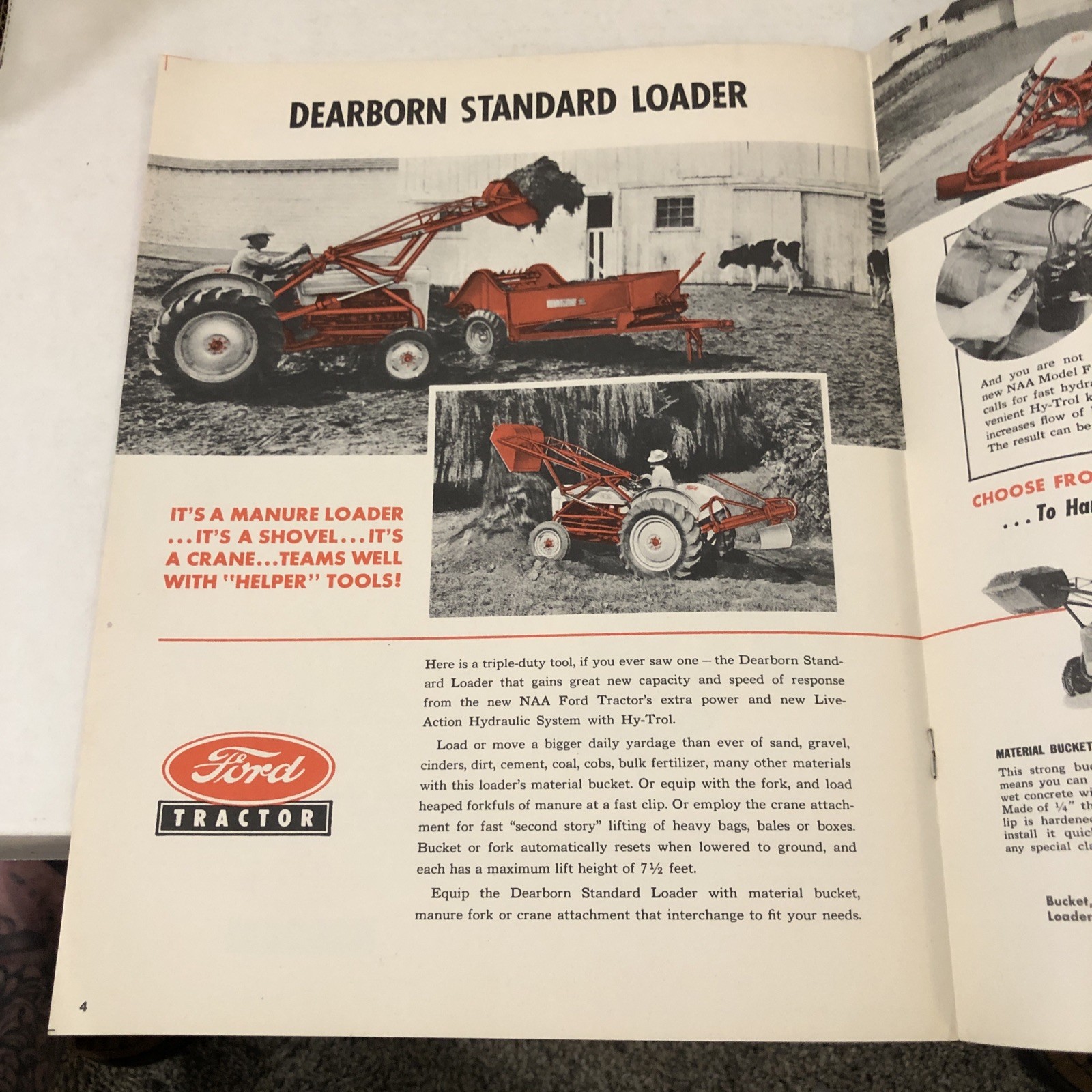 1953 Ford Dearborn Loaders Farm Equipment Specification Brochure