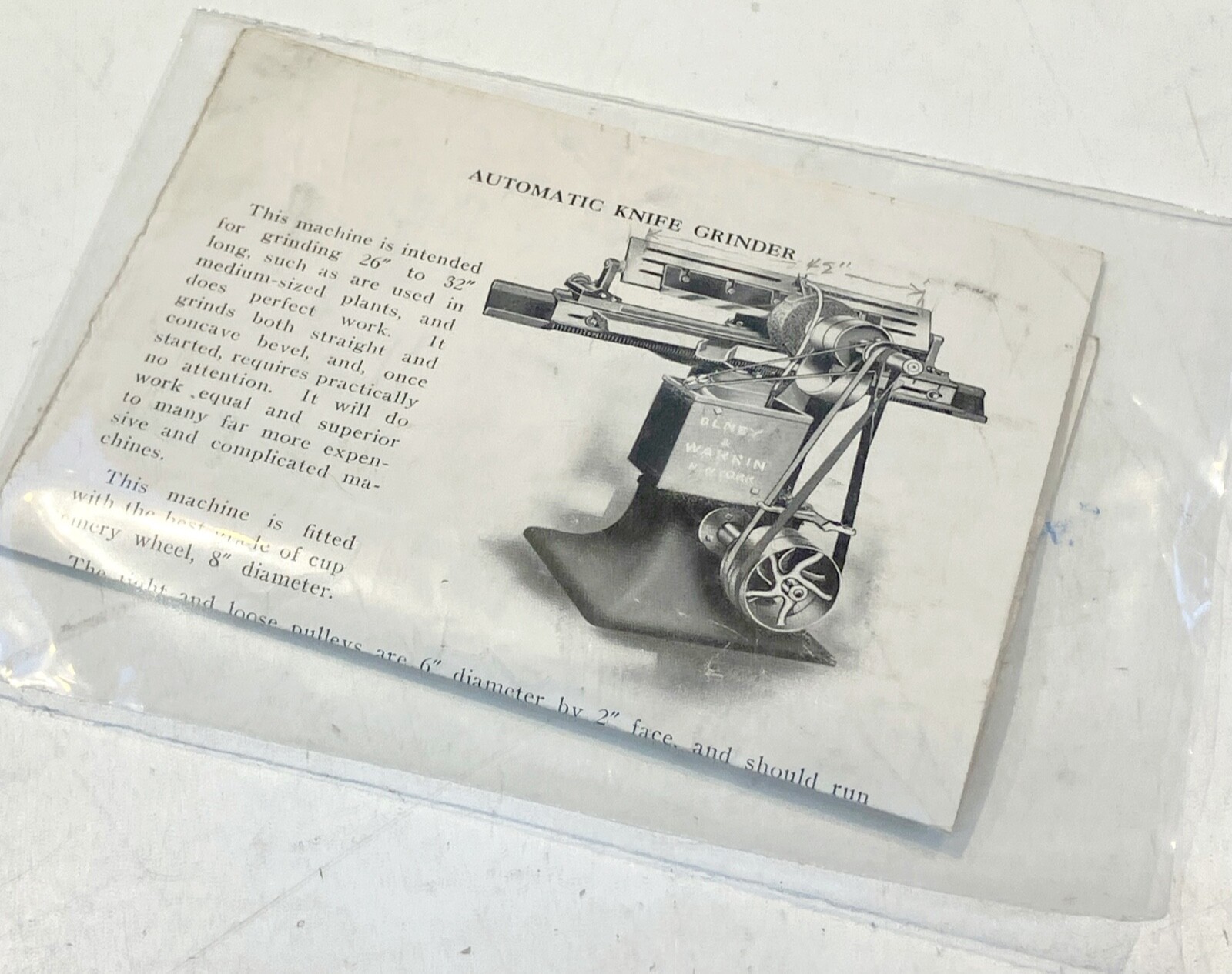 Antique paper flyer Ajax automatic knife grinder advertising Parker saW GUARD