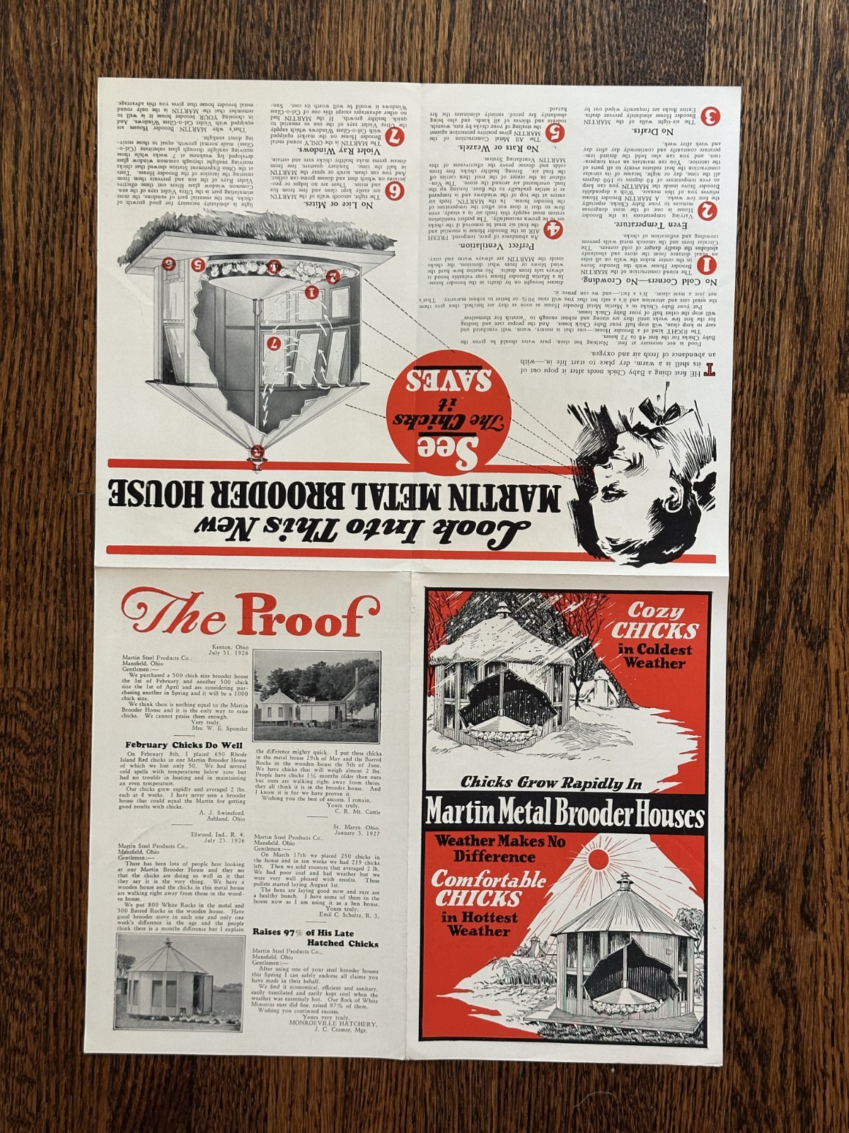 1930s Martin Poultry CHICKEN Brooder House FARM Advertising Mansfield OH Vintage