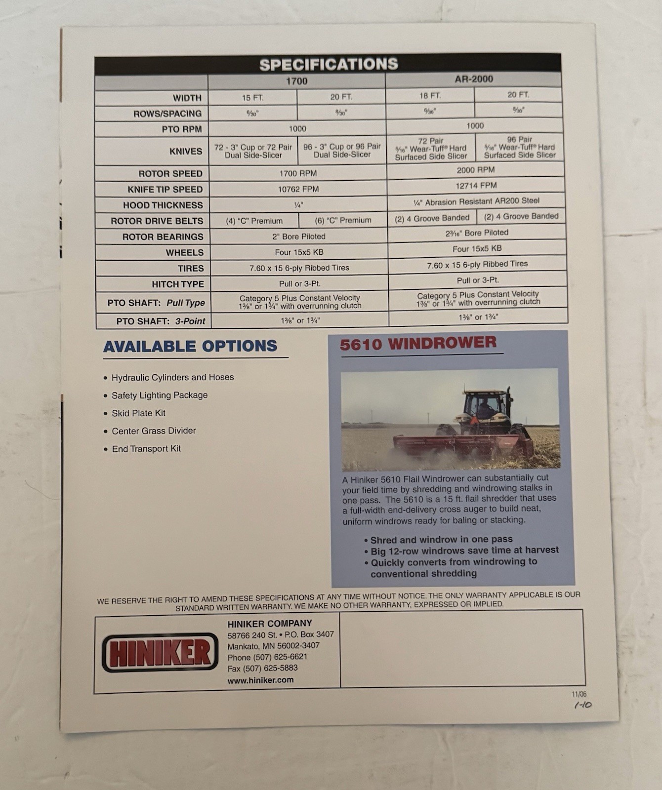 Farm Equipment Some Vintage 1991-2000&rsquo;s Hiniker Co. Set Of 7 Windrow, Shredders