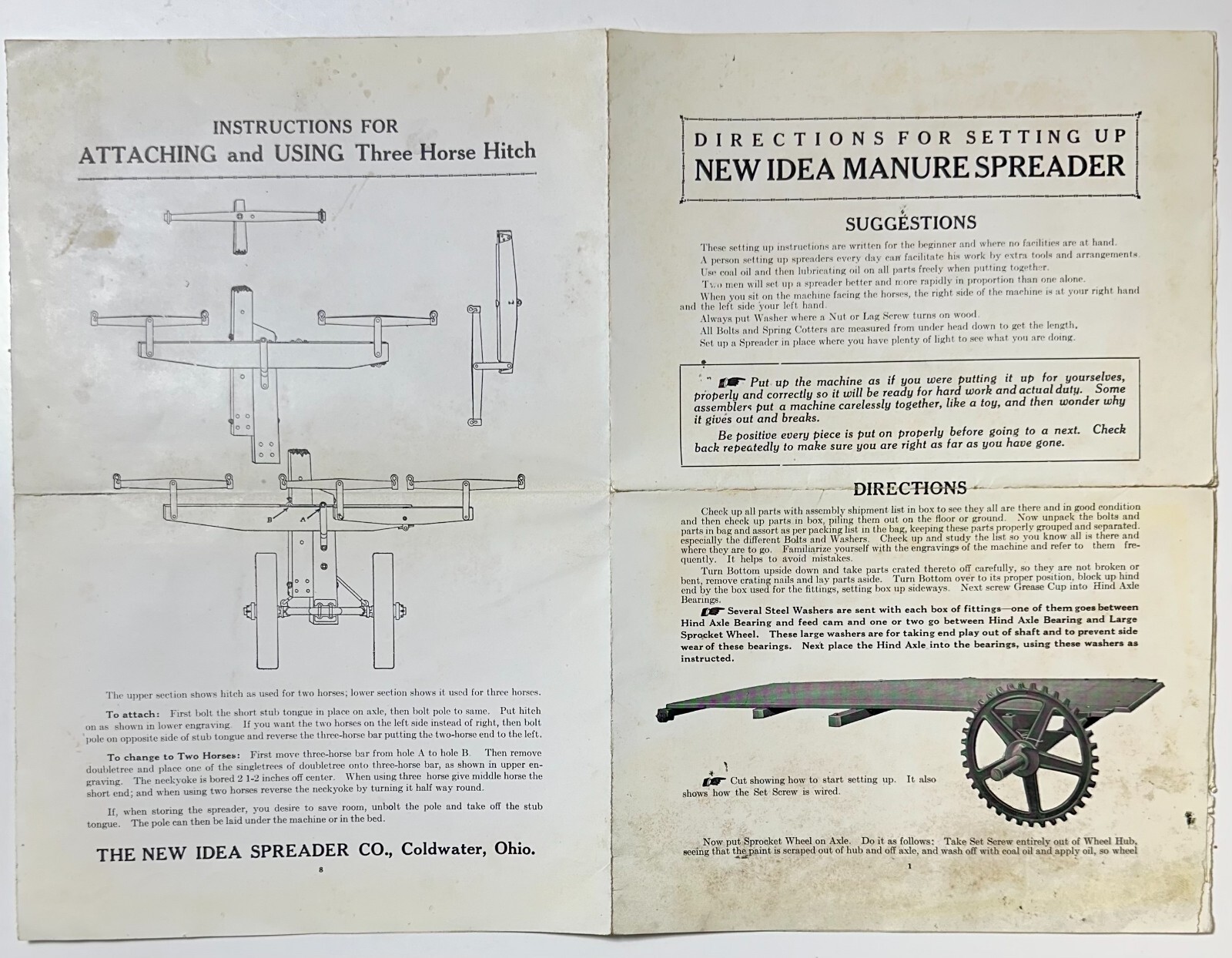 New Idea Spreader Co Checking Sheets Instructions Repair List Envelope