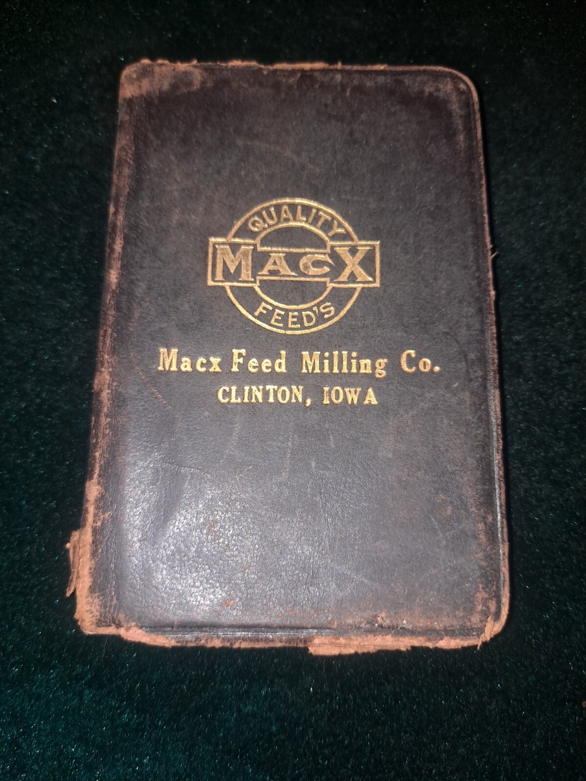 Mack Quality Feeds Notebook Pocket Ledger 1928 / 1929 Hog Cattle Pigs Clinton Ia