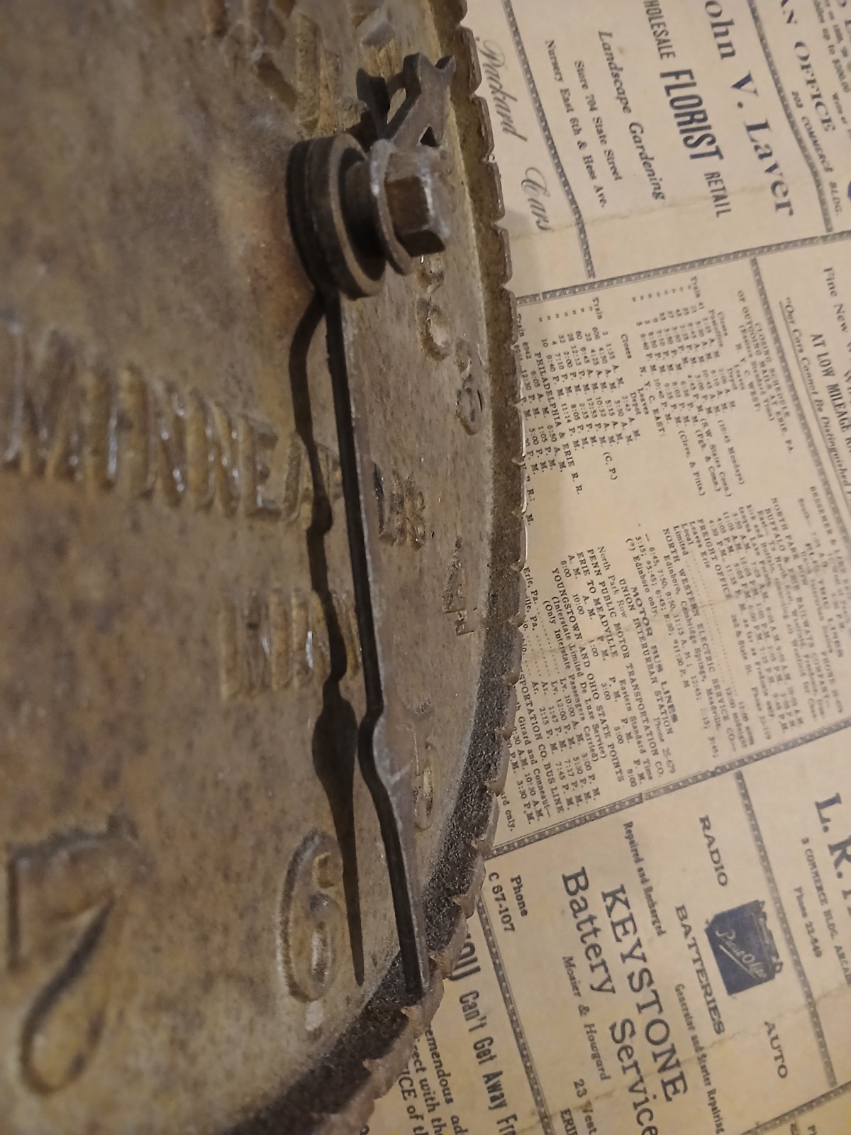 Antique Early Despatch Oven Clock Cast Iron Advertising Minneapolis Minnesota
