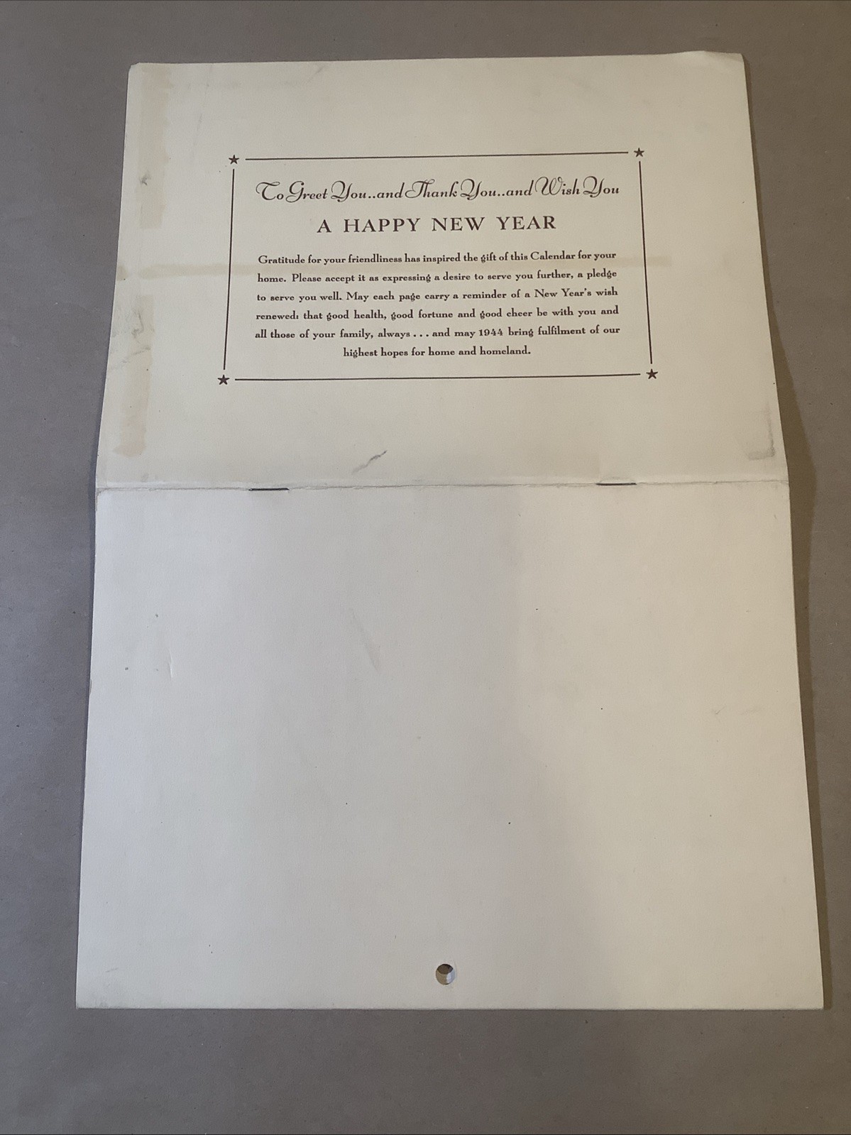 1944 Muntz-McLaughlin Co. Farm Inventory Calendar Holgate OH INV-P0547