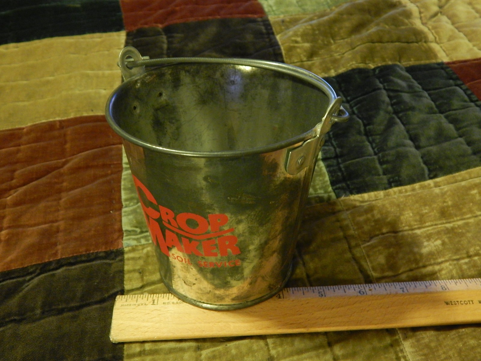 CROP MAKER Soil Service [est. 1964-&rsquo;99] Farm/Agriculture GLASS JAR + METAL PAIL