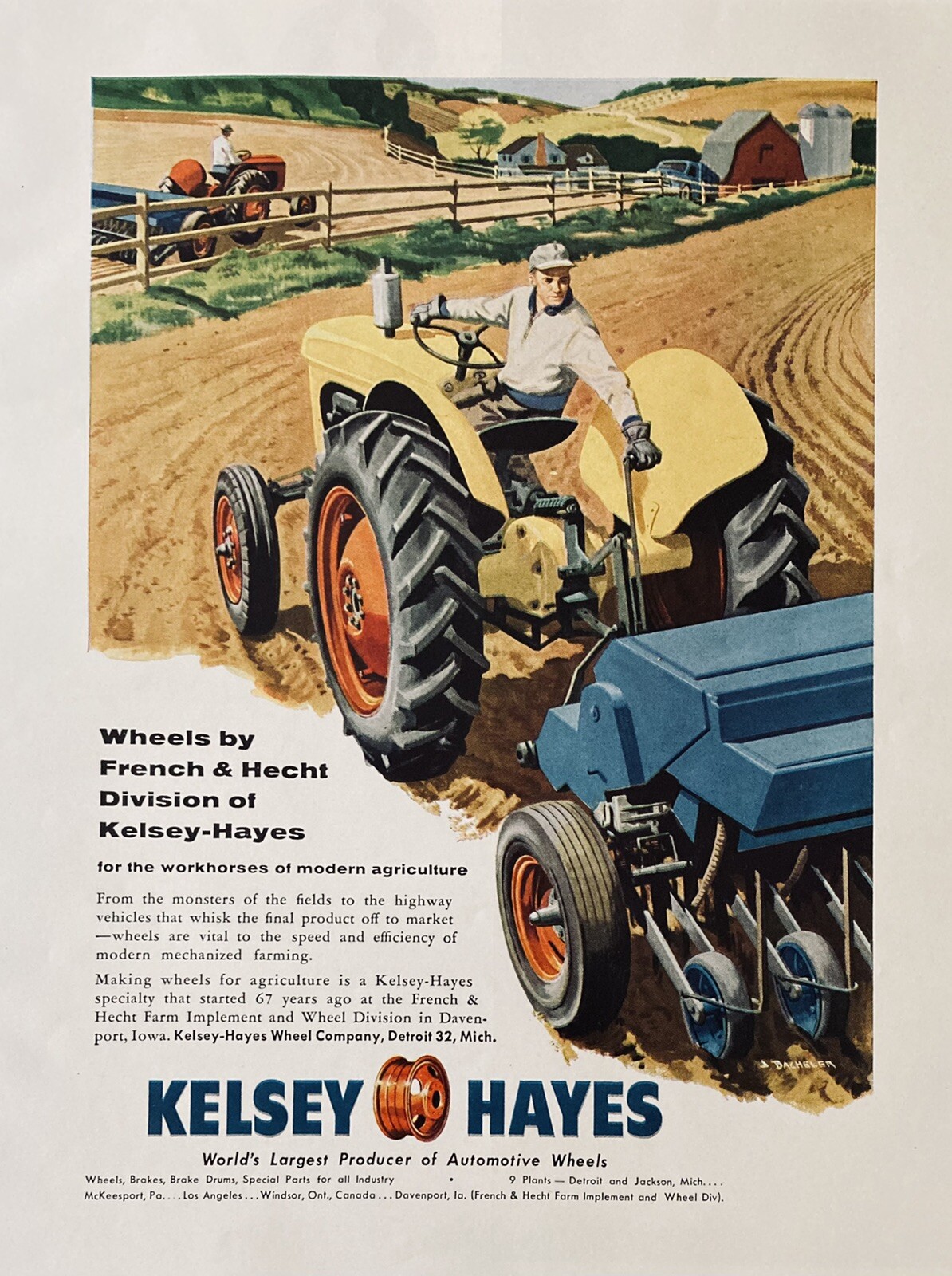 1955 AD.(XH47)~KELSEY-HAYES WHEEL CO. DETROIT. MODERN AGRICULTURE WHEELS