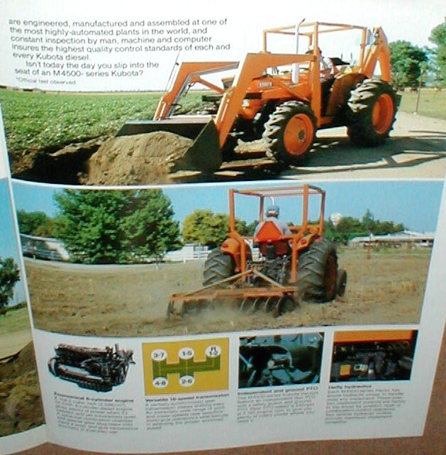 Kubota Diesel Tractor M4500 F/DT Full Color 4 Page 1981 Dealer Brochure