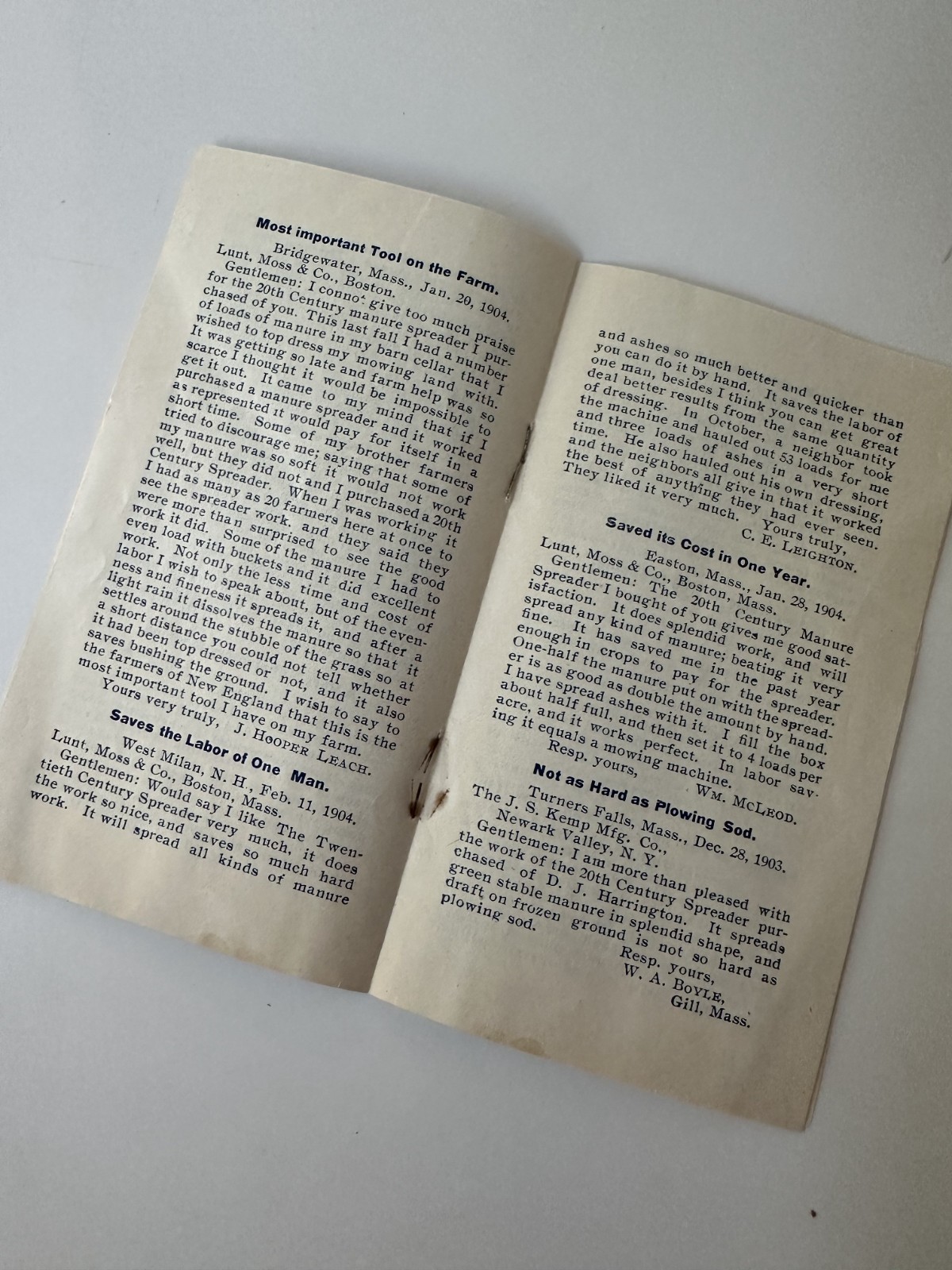 Spreading The News c1904 Manure Spreader J.S . KEMP NY Promotional Pamphlet Farm