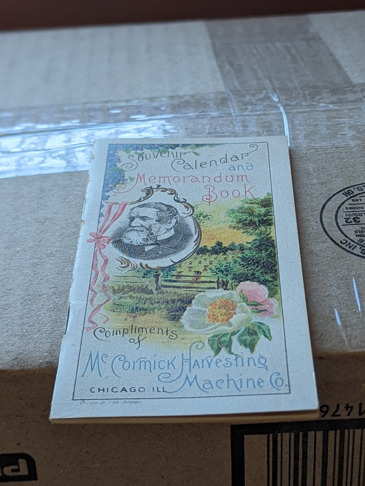1898 Pocket Calendar Memorandum Advertising Book McCormick Harvesting Machine