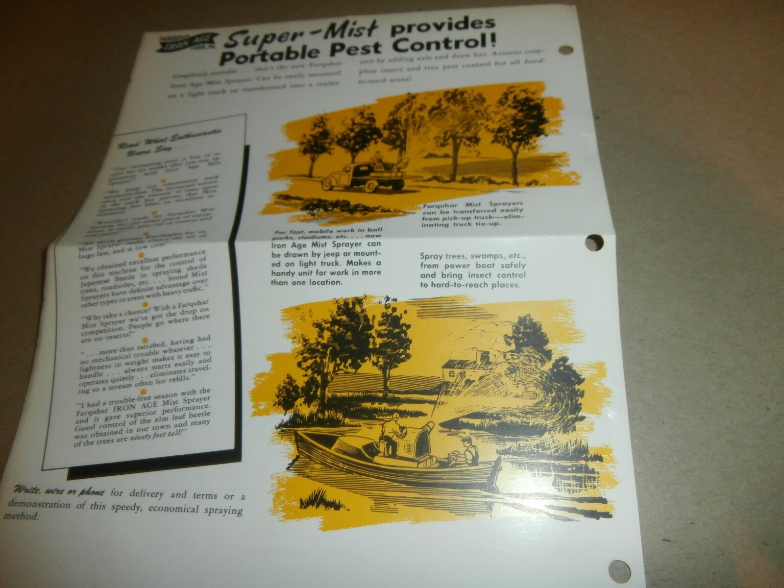 Vintage Farquhar Iron Age York PA Super Mist Sprayer Brochure