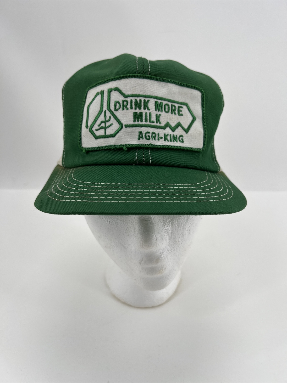 Vintage AGRI-KING KEY Patch Mesh Trucker HAT CAP Drink More Milk Green/White