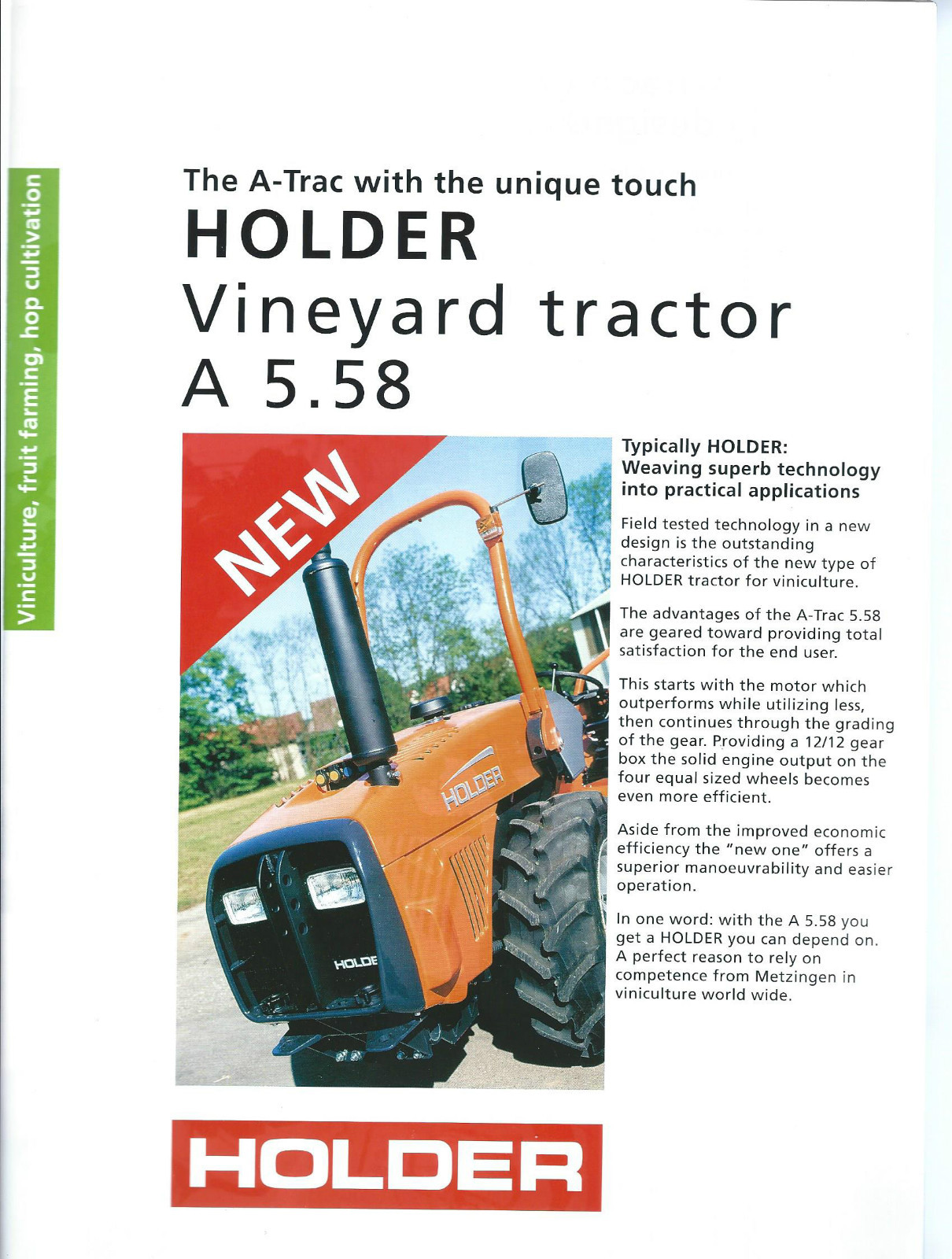 Farm Tractor Brochure – Holder – A5.58 P – Vineyard (F4506)