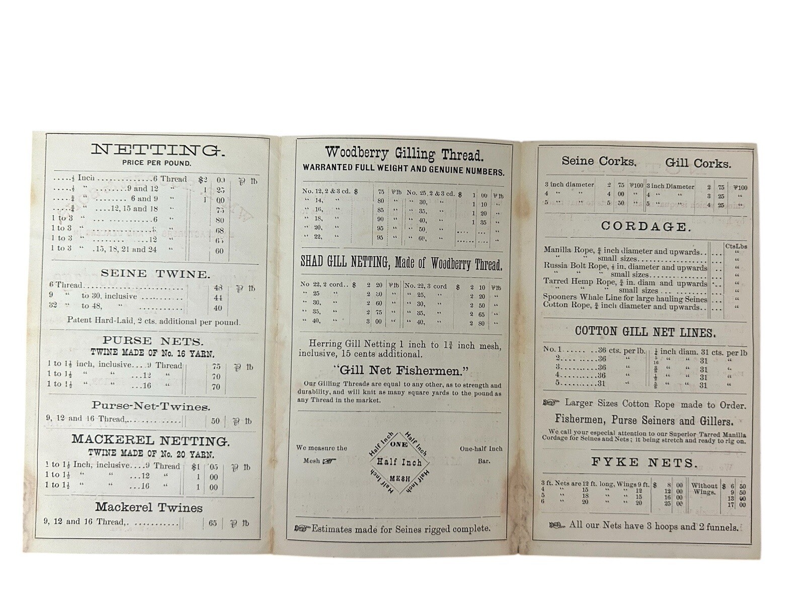 1872 WM E Hooper Sons Twines Netting Cordage Advertising Brochure