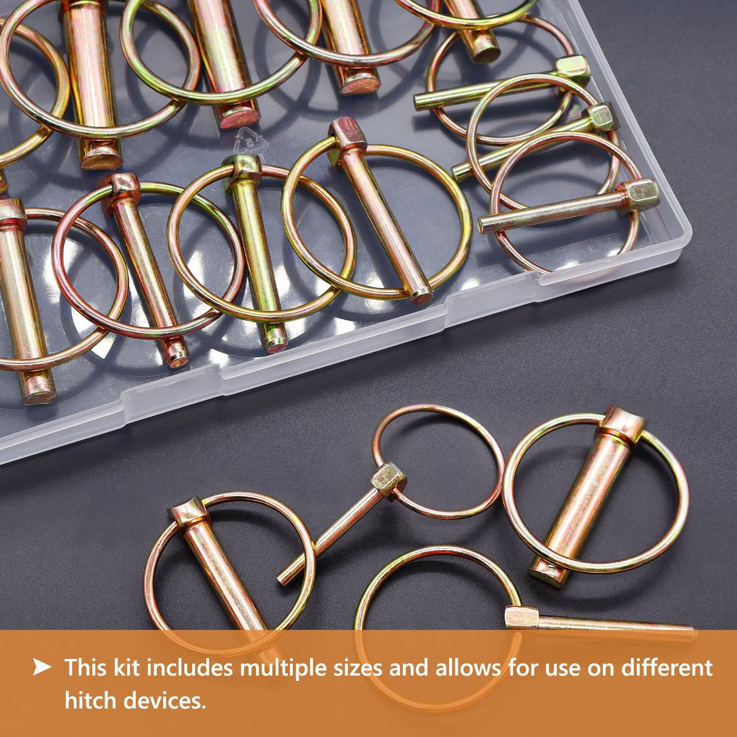 Lynch Pin Assortment Kit 12PCS 4 Sizes 3 Point Hitch Pins for Tractor Trailer