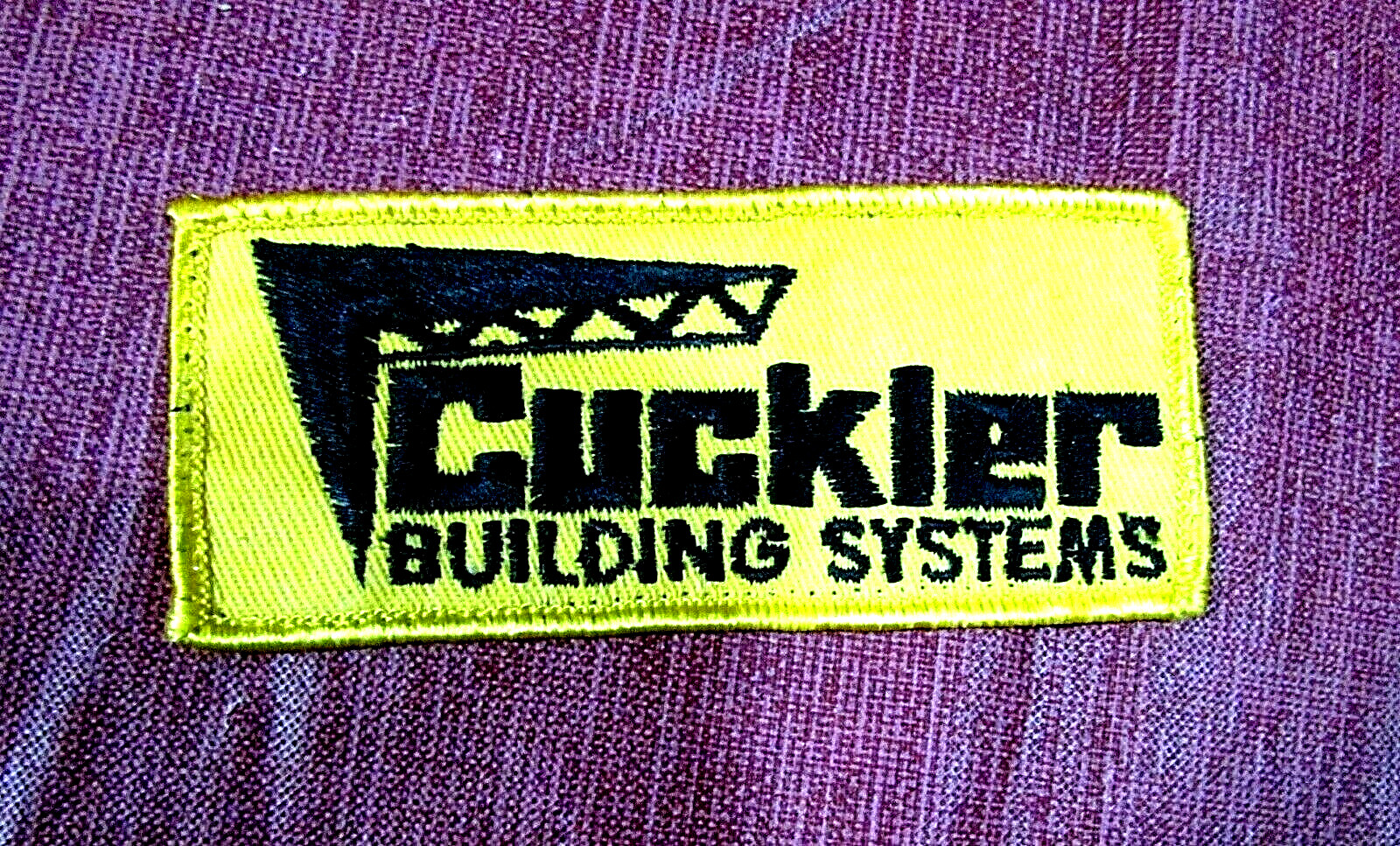 Vintage Cuckler Building Systems Yellow Black Rectangle Embroidered Hat Patch