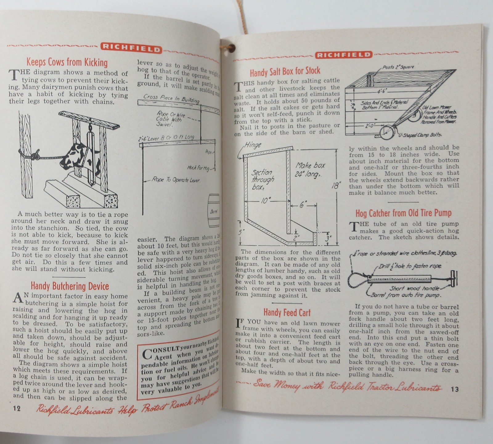Richfield Oil Farm Ranch Time Savers Tractor Maintenance Fence Gate Ideas 1943