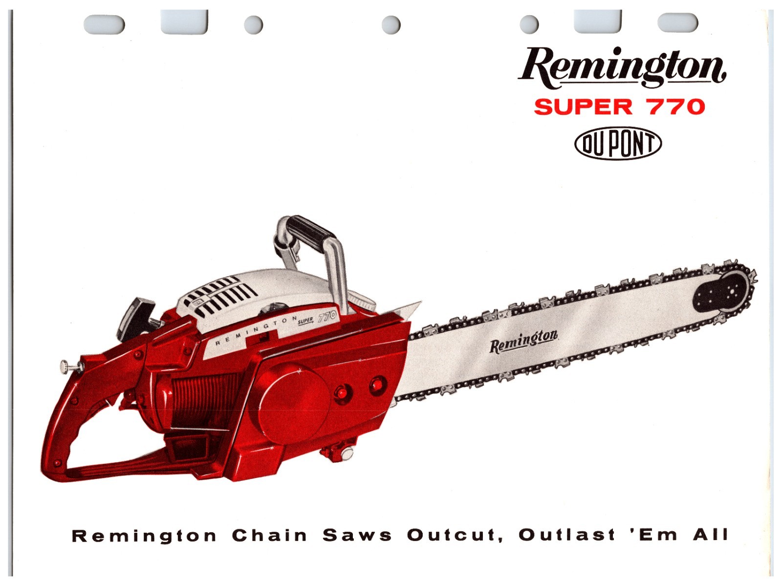 Vintage Original Remington Chainsaws Sales Sheet (Model Super 770) Info Sheet