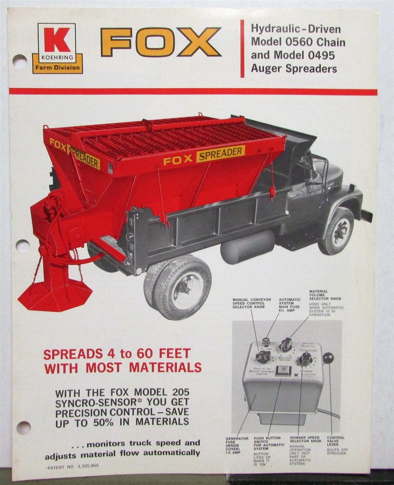1973 Koehring Fox Spreader Specifications Agricultural Sales Folder