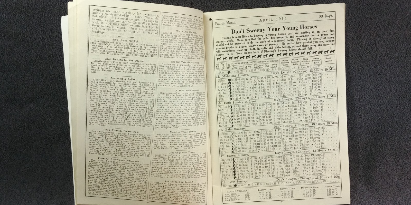 &rsquo;16 Fleming Brother Farm Live Stock Almanac Ag Ad Veterinary Horse Art Print G38