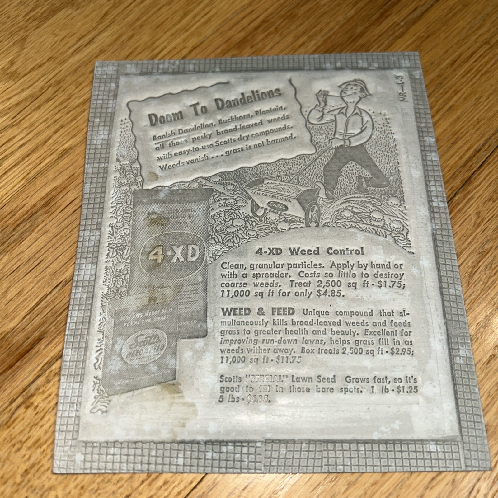 1940s O.M SCOTT & SONS CO Newspaper Mat SCOTT&rsquo;S WEED CONTROL Marysville OHIO