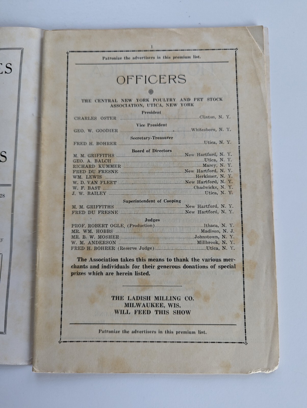 1928 Greater Utica NY Poultry Show Farm Advertising Book Entry Forms