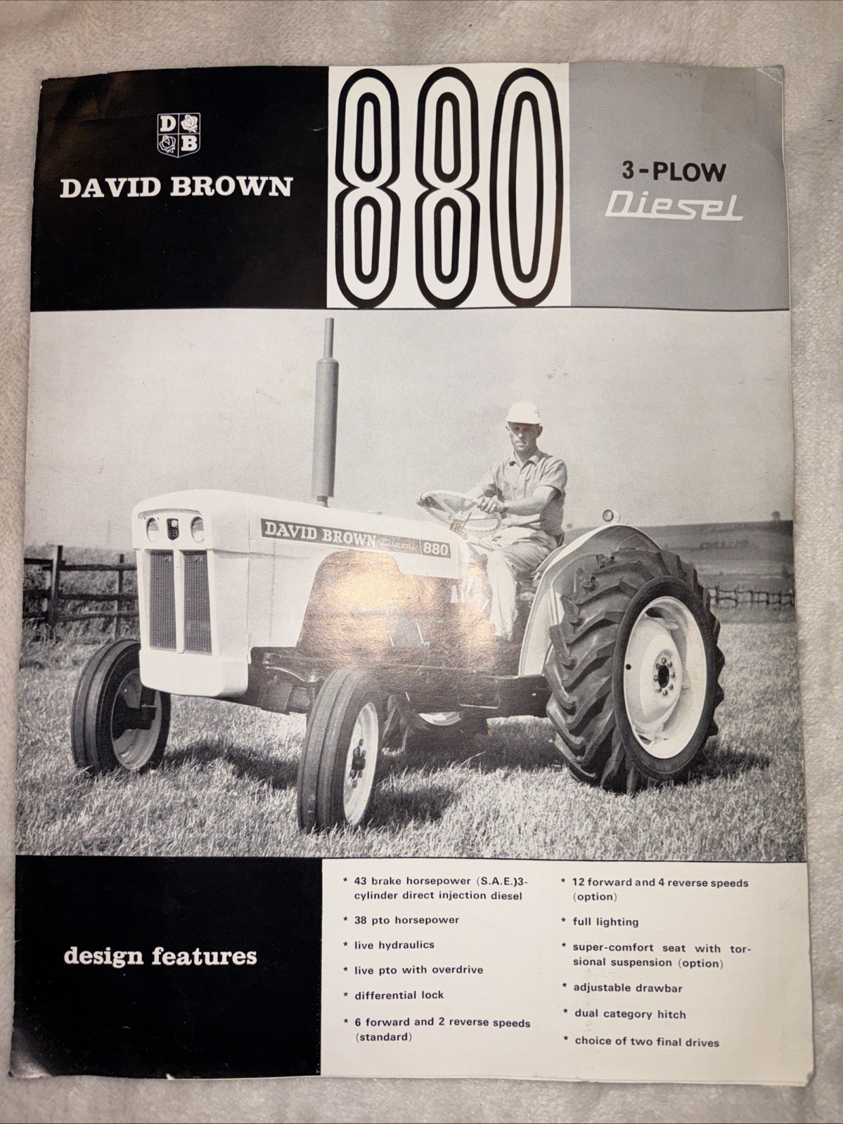 Vintage Farm Tractor David Brown 990 4 Plow Diesel & 880 3 Plow Diesel Brochur