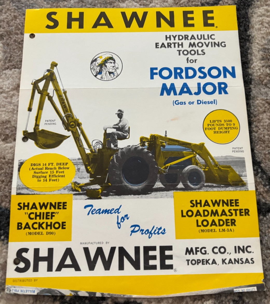 Shawnee Excavation Tools For Fordson Major Tractor Brochure FCCA