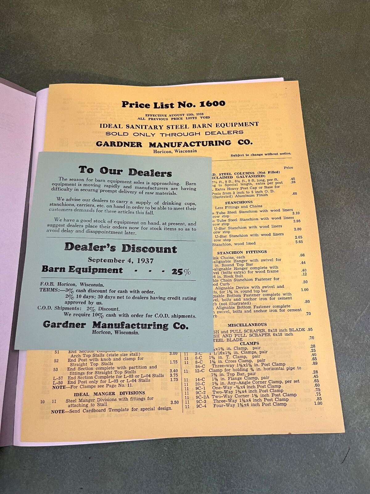 Original Idea Barn Equipment Sales Catalog Brochure 140 Horicon Wisconsin 1939
