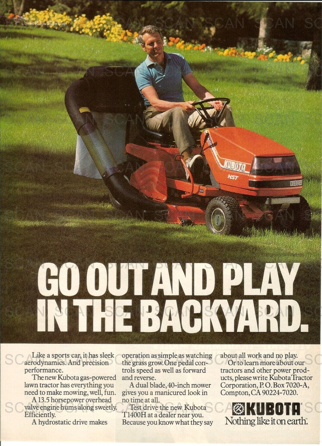 1988 Kubota T1400H Lawn Tractor Vintage Magazine Ad