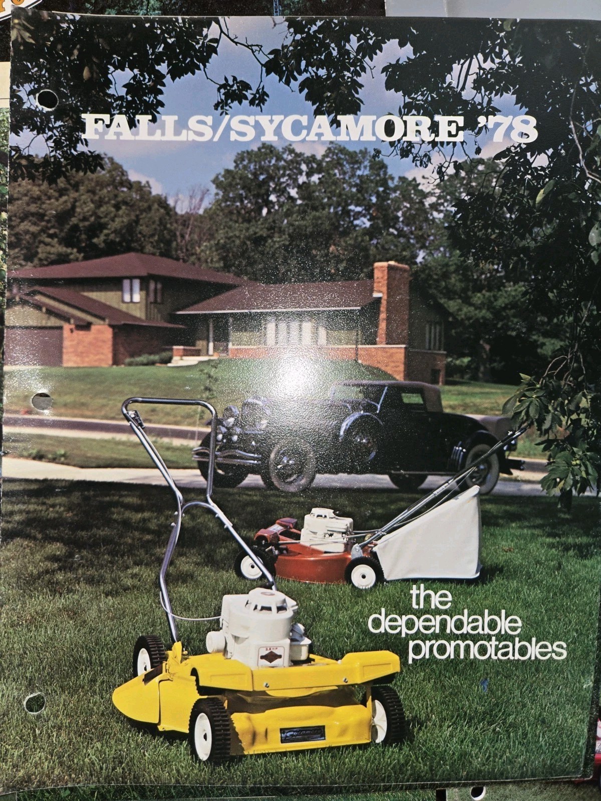 LOT OF 9 70S AND 80S FALLS SYCAMORE LAWN MOWER DEALER COLOR BROCHURES 1976-1986
