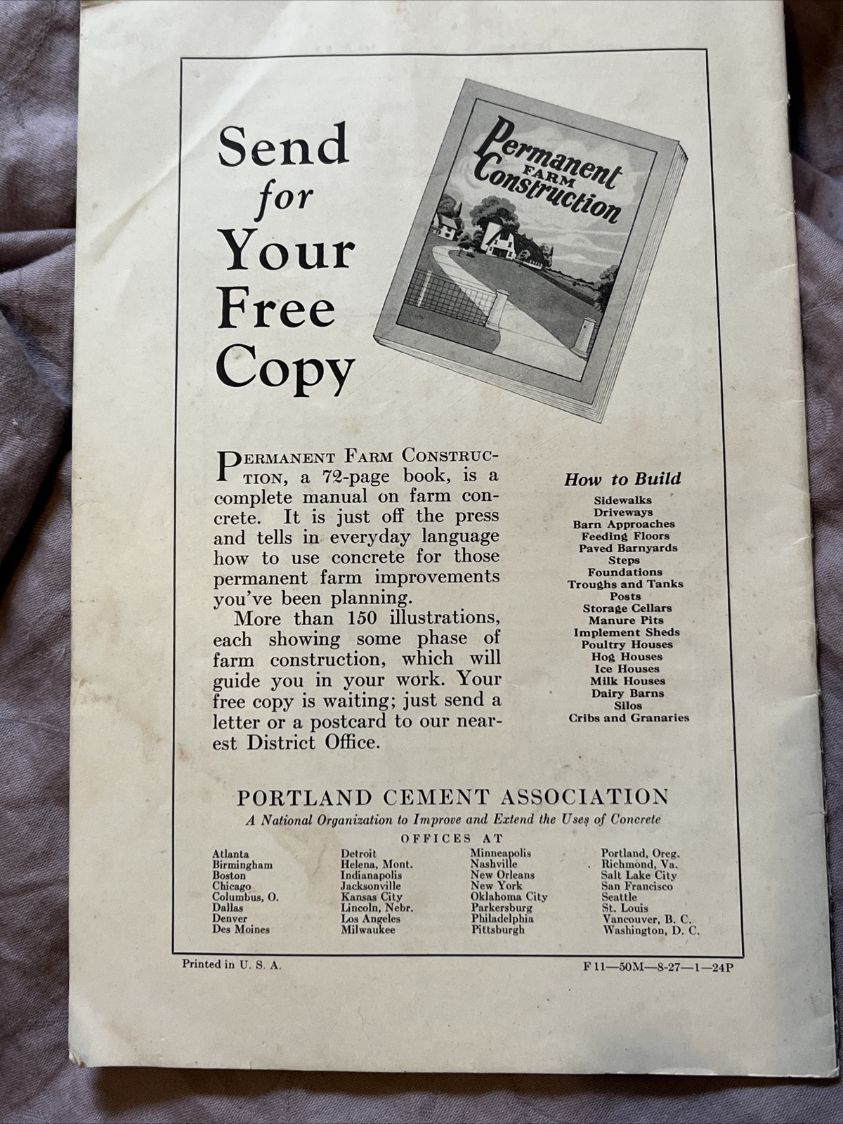 Farm Storage For Fruits & Vegetables Portland Cement Assc 1927 Booklet