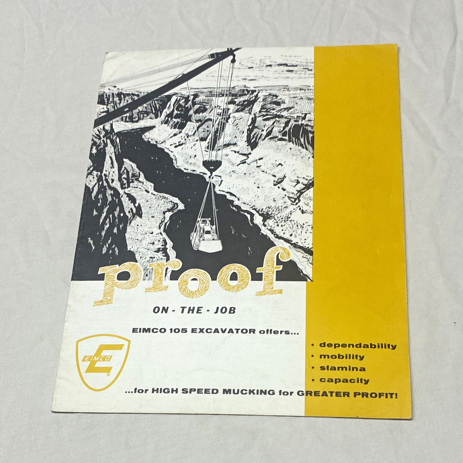 EIMCO 105 Excavator « Proof On-The-Job » Original Advertising Brochure 1959