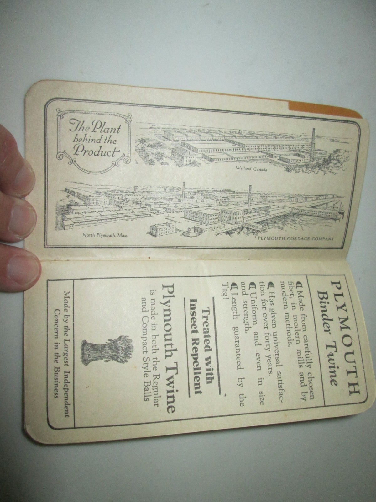 1926 Plymouth Binder Twine Memo Book Plymouth Cordage Co, N Plymouth, Mass