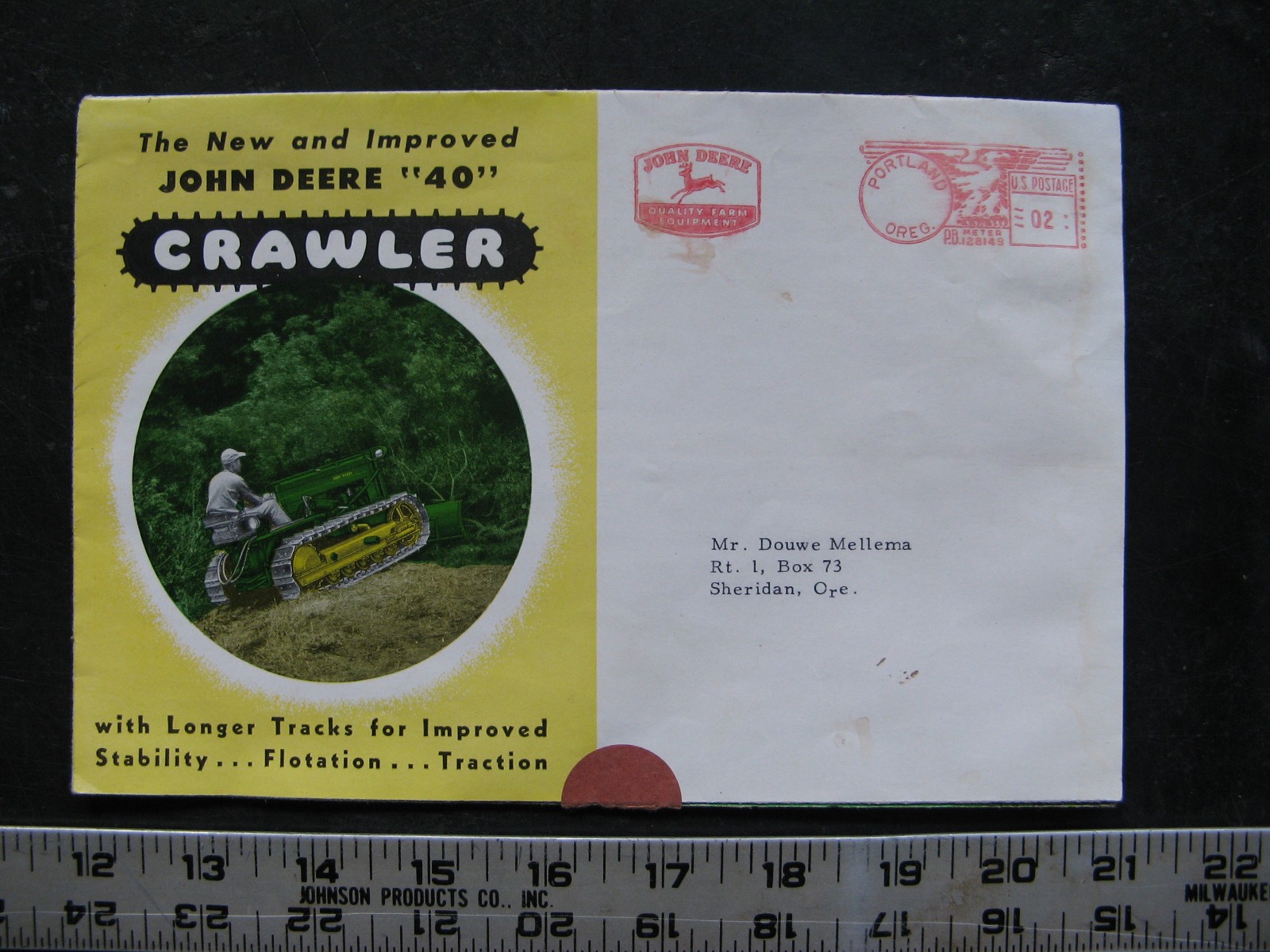 1953 JOHN DEERE Model 40 CRAWLER TRACTOR Sales Brochure/fold-out Poster VINTAGE