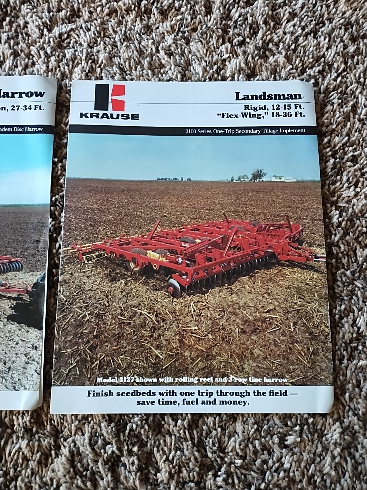 2 KRAUSE Tandem Disc 4950 Harrow 3 Section Landsman 3100 Flex Wing Brochure Ad