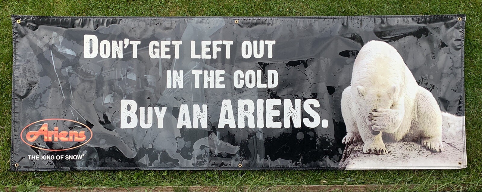 Ariens Snowblower The King of Snow Large BANNER SIGN Dealer OEM 8&prime; x 33”