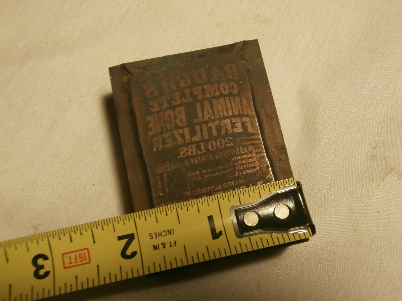 Antique Printers Printing Block Baughs & Sons Co Complete Animal Fertilizer Bag