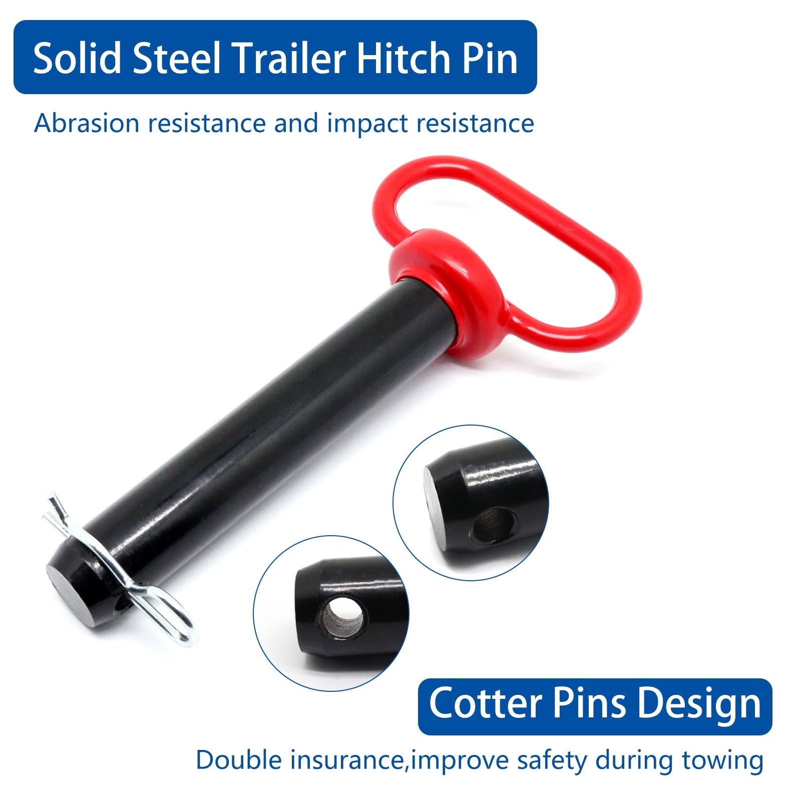Yugtcen Hitch Pin 2 Pcs Tractor Towing Hitch Pin And Clip Red Handle Trailer