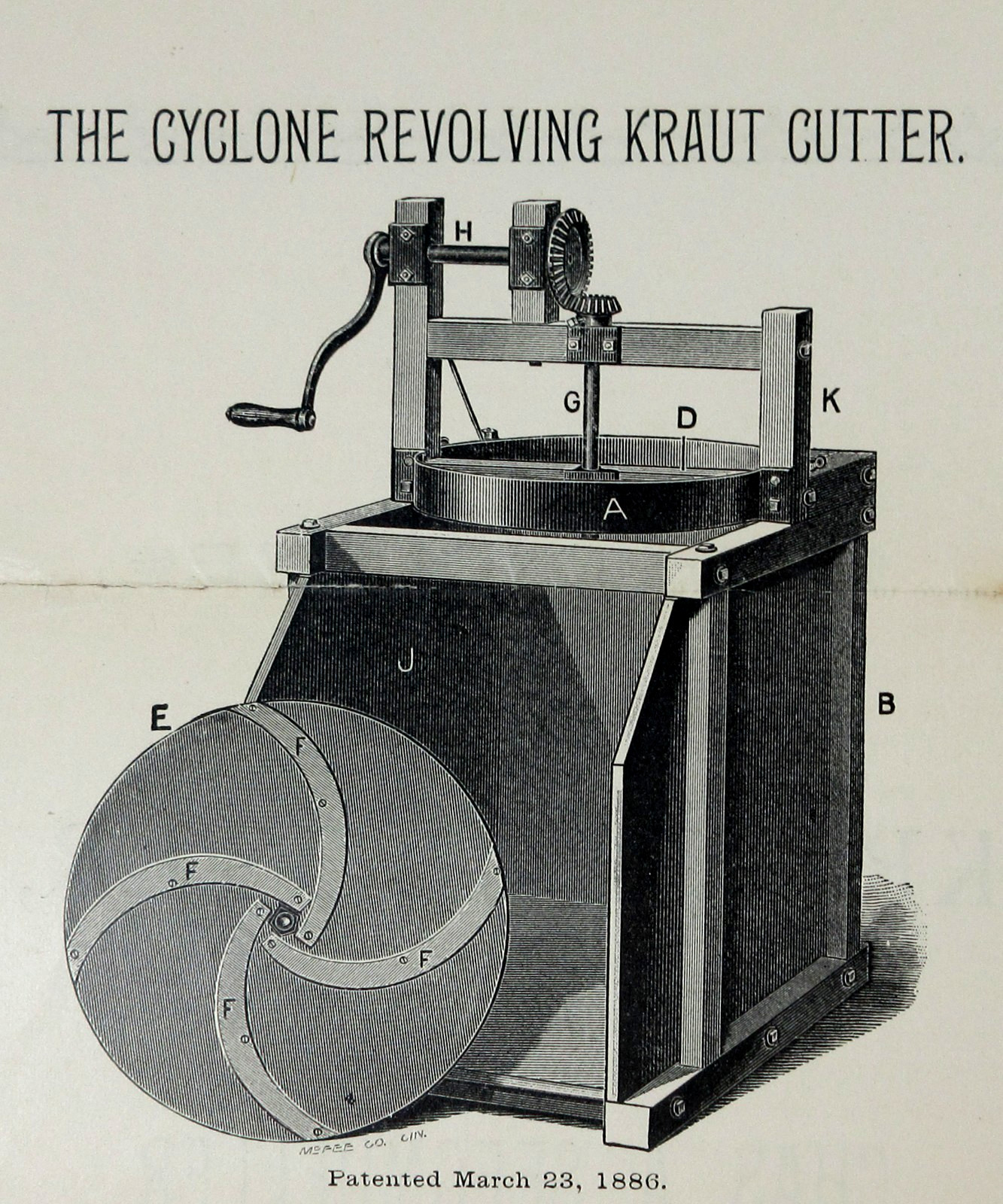 Cyclone Sauerkraut Cutter Brochure Farm Steam Engine Accessory Hamilton OH 1889